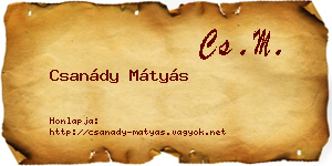Csanády Mátyás névjegykártya