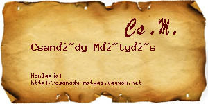 Csanády Mátyás névjegykártya
